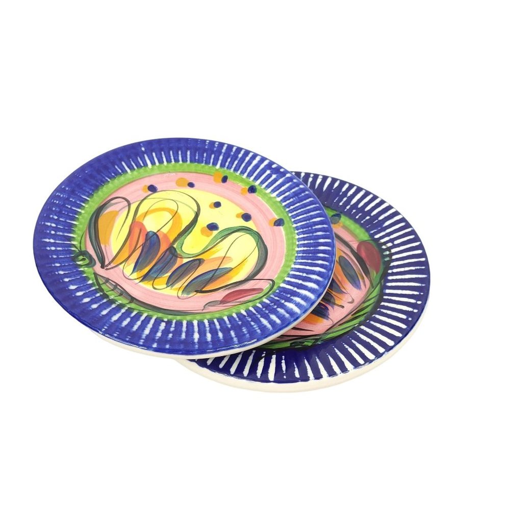 Gail Pittman Glory Salad Plates 7.5" Signed Vintage 1997 Bread Appetizer Floral